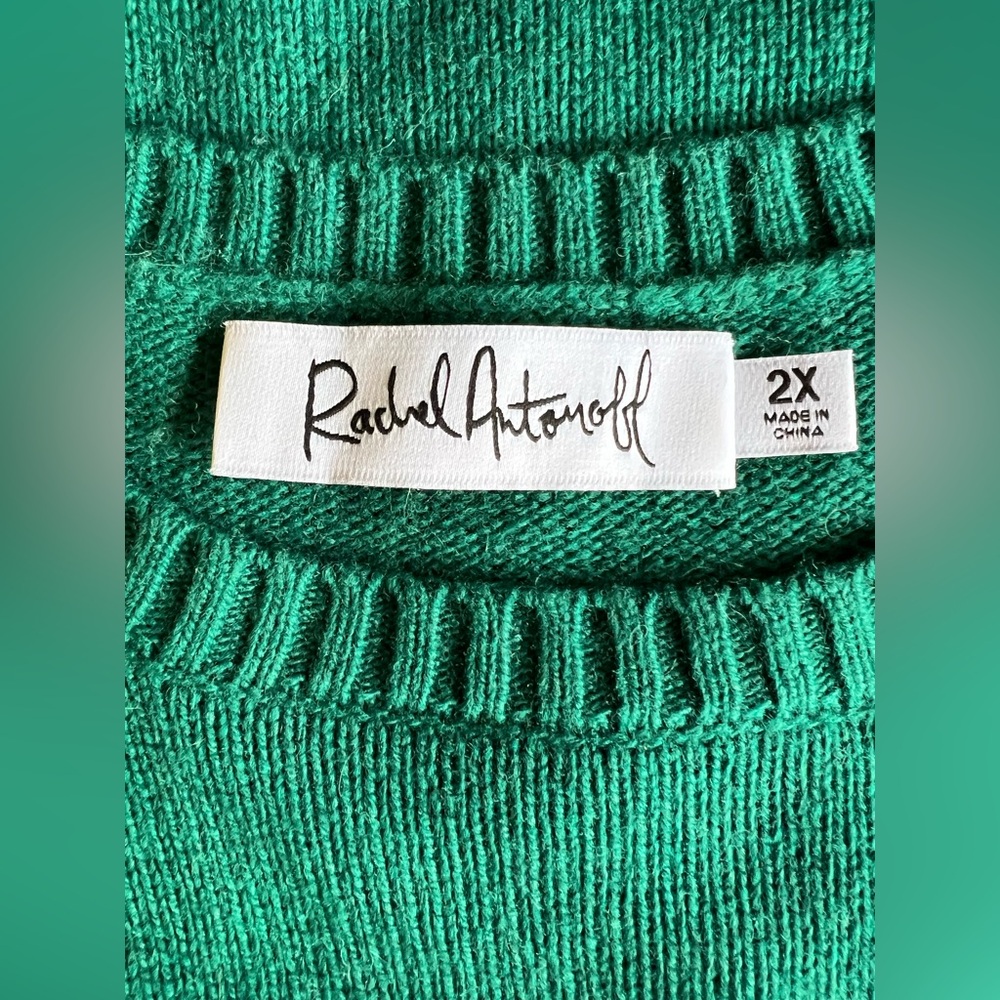 Rachel Antonoff $275 Cashmere-Wool Reproductive System Sweater Emerald 2X - Picture 2 of 8